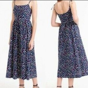 J. Crew Navy Polka Dot Midi Dress